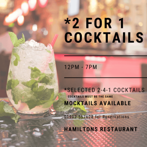 2 For 1 Cocktails